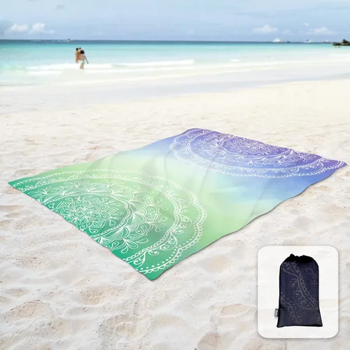 Miniatura 20 de Sunlit - Manta de playa suave y sedosa de 106x81 / 85x72 pulgadas, a prueba de arena, con bolsillos en las esquinas y bolsa de malla; Azul Violeta