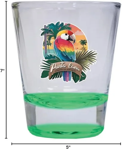 Miniatura 2 de Punta Cana República Dominicana Souvenir - Vaso de chupito redondo de 1.5 onzas, color verde