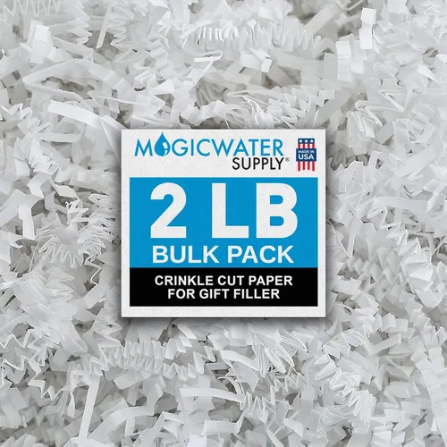 Miniatura 40 de MagicWater Papel de Corte Ondulado para Cestas de Regalo - 2LB - Blanco y Dorado - Perfecto para Relleno de Papel Triturado, Relleno de Cestas