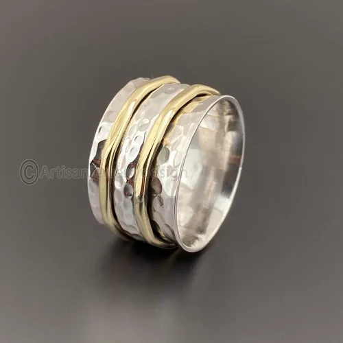 Miniatura 3 de Spinner Silver Ring, Spinner Ring Women, 925 Silver Ring, Handmade Silver Ring, Worry Fidget Spinner Ring, Spiritual Spinner Ring, Boho Spinner