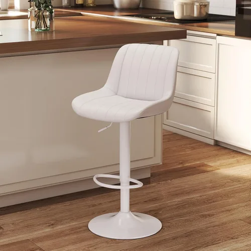 Miniatura 18 de Youhauchair - Juego de 1 taburete de bar, taburetes giratorios de altura de mostrador con respaldo, sillas de bar ajustables de piel sintética