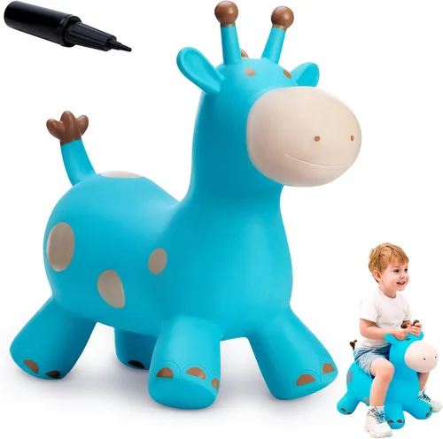 Caballo Saltarín de Jirafa para Niños Pequeños, Animales Saltadores Caballo Saltarín, Juguetes Inflables Saltadores para Montar Regalos para Niños y