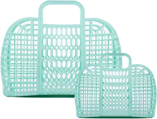 Miniatura 13 de BABANA Bolsas de gelatina – (juego) bolsas de gelatina pequeñas y grandes para madre e hija Cesta de regalo reutilizable, bolsas de playa – (S, L)