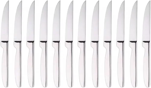 Miniatura 3 de Cuchillos de acero inoxidable, resistentes a la corrosión, hoja afilada, mango de acero inoxidable, cuchillo de mesa de cocina (plata, filete 4)