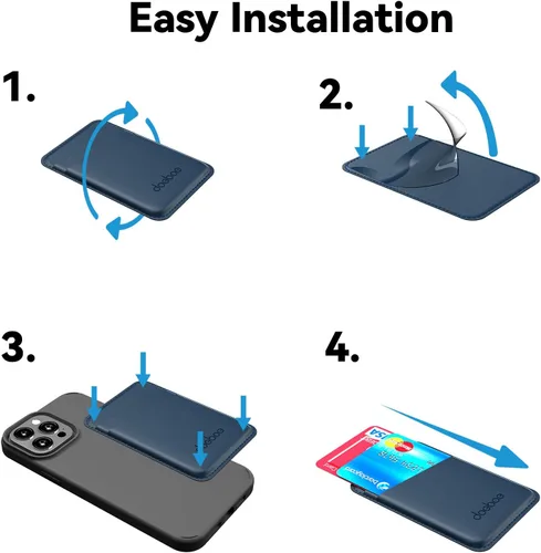 Miniatura 4 de doeboe Tarjetero de cuero para la parte posterior del teléfono, funda de cartera fuertemente adhesiva, para todos los teléfonos inteligentes