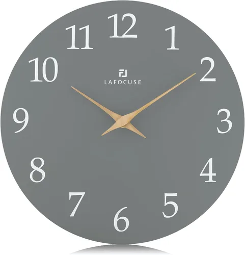 Miniatura 10 de Lafocuse Reloj de pared negro de madera de 12 pulgadas, funciona con pilas, silencioso, sin tictac, moderno reloj de pared simple para decoración
