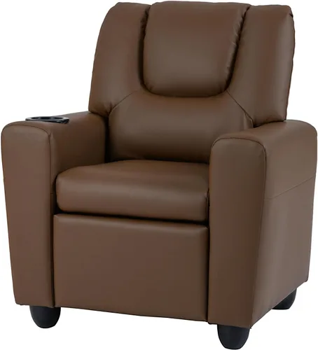 Miniatura 12 de LDAILY Silla reclinable para niños, de piel sintética, con soporte para tazas, respaldo ajustable y reposapiés, sofá ergonómico para niños y niñas a