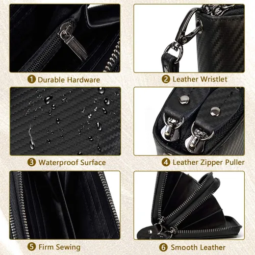 Miniatura 4 de LUUFAN Billetera larga de cuero genuino para hombre, cartera plegable grabada