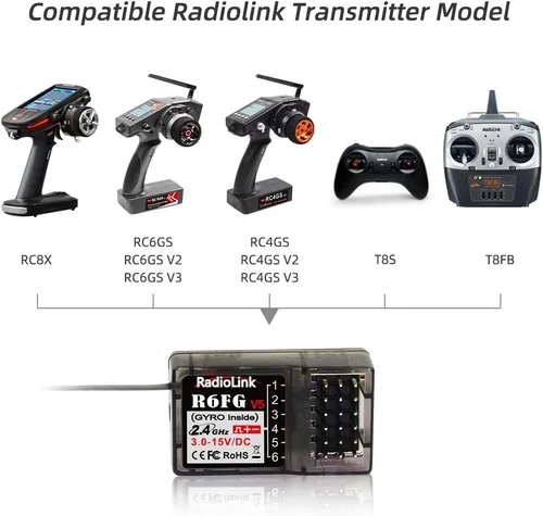 Miniatura 9 de Radiolink RC6GS V3 2.4G 7 canales RC Kit de controlador de radio de coche y R6FG Gyro Control remoto de largo alcance para RC Crawler Truck Drifting
