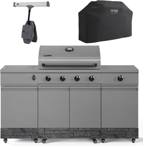 Miniatura 17 de Tytus Fresno - Parrilla de isla de propano o gas natural de 5 quemadores - Área de cocción de 864 pulgadas cuadradas, parrilla de 48,000 BTU