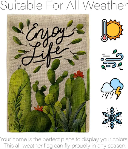 Miniatura 6 de Breeze Decor Cactus Life - Juego de bandera de arpillera para jardín, colgador de pared regional, suroeste, desierto, país, suculentas, área