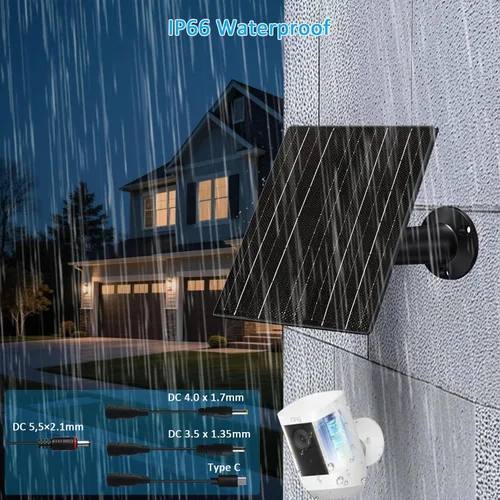 Miniatura 5 de Panel solar de 10 W con batería de 10400 mAh para cámaras de seguridad y sendero, salida ajustable de 5 V/12 V, enchufes USB-C y CC, IP66