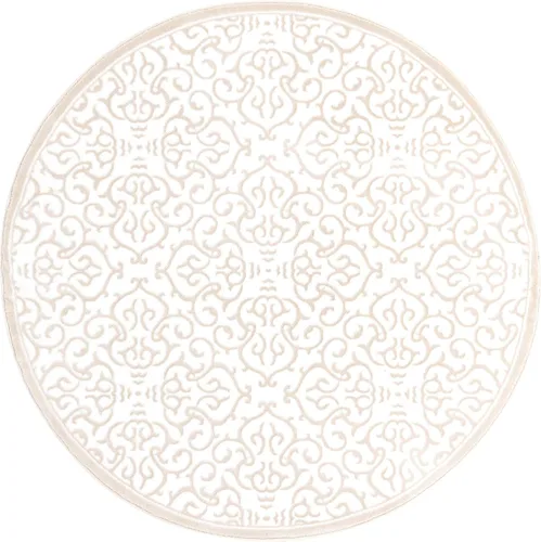 Miniatura 3 de Unique Loom Rushmore Collection - Alfombra Johnson (redonda, 6 pies 1 pulgada, blanco nieve/beige)