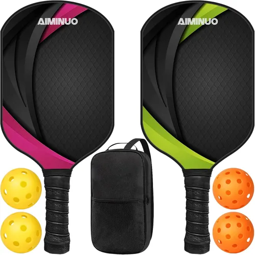 Miniatura 10 de Palas de pickleball de fibra de vidrio, juego de paletas de pickleball ligeras de 0.63 pulgadas para hombres, mujeres, niños, interiores y exteriores