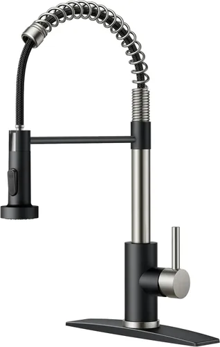 Miniatura 19 de FORIOUS Grifo de cocina con rociador extraíble, grifo de fregadero clásico de resorte extraíble de acero inoxidable comercial de una sola manija