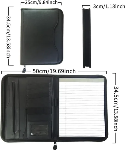Miniatura 5 de Boczif Padfolio - Organizador de carpetas de cartera planificador de cuero para hombres y mujeres organizador de cuadernos de negocios con bolsillo