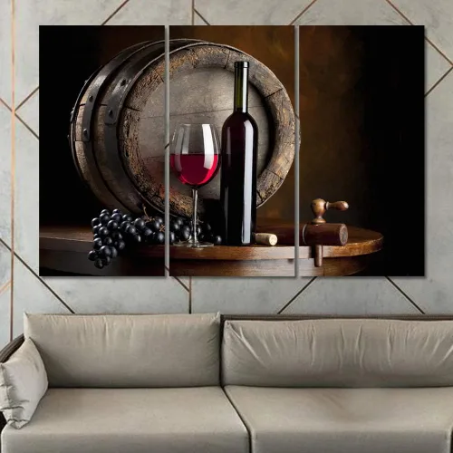 Miniatura 58 de Obra de arte para paredes del hogar, 3 paneles de letras de vino tinto, pinturas de corcho, impresiones HD, arte de pared de corcho de vino sobre