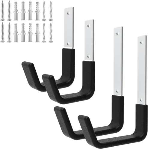 Miniatura 8 de Ganchos de utilidad resistentes para montaje en pared de almacenamiento, ganchos de pared de garaje para manguera, bicicleta, escalera, motosierra