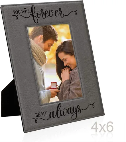 Miniatura 3 de KATE POSH Marco de cuero grabado You Will Forever by My Always - Compromiso, boda, 3er aniversario, regalos para parejas (4 x 6 pulgadas, vertical)