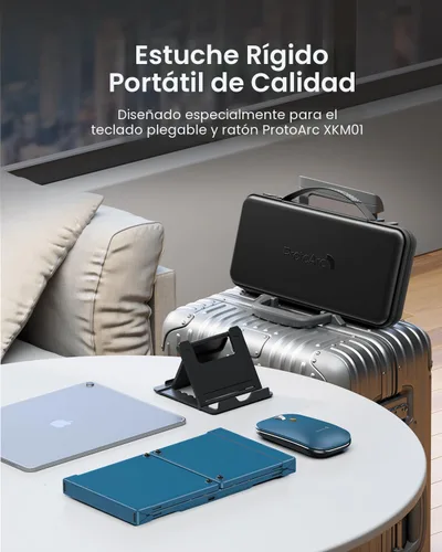 Miniatura 3 de ProtoArc XKM01 - Teclado y mouse plegables, combo de mouse inalámbrico plegable de tamaño completo para viajes de negocios, una suite de oficina Azul