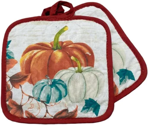 Miniatura 4 de Moderno juego de toallas de cosecha de otoño y Acción de Gracias: toallas, soportes para ollas y guantes de horno, diseño de otoño de calabaza