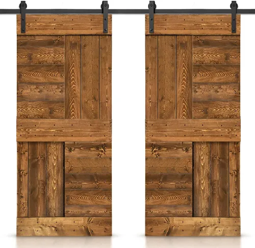Miniatura 72 de TMS Serie N - Puerta corrediza interior de madera de pino anudada con kit de herrajes deslizantes (32 x 84 pulgadas, blanco)