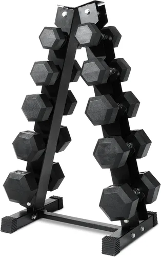 Miniatura 12 de RitFit Juego de mancuernas hexagonales revestidas de PVC de 5 a 650 libras con estante opcional para gimnasio en casa, peso de mano con mango