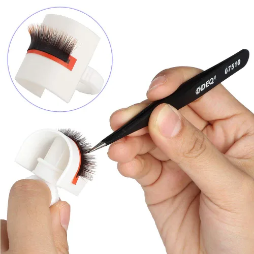 Miniatura 5 de Anillo de pegamento para extensiones de pestañas con soporte de pestañas en forma de U, taza de pegamento desechable para extensiones, paleta