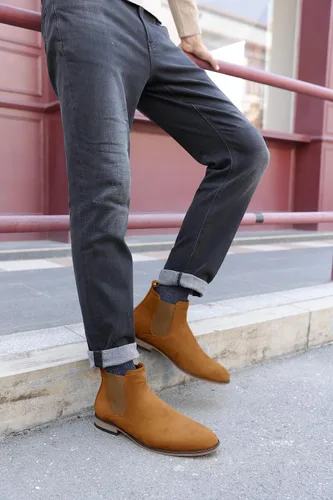 Miniatura 2 de Coutgo Botas Chelsea para hombre, botas de vestir cómodas de gamuza, botas de tobillo Chukka