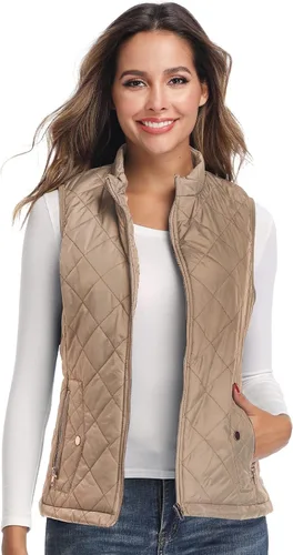 Miniatura 6 de Chaleco para exteriores de mujer, chaleco acolchado ligero con cremallera y cuello alto.