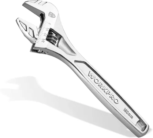 Miniatura 15 de WORKPRO - Llave ajustable de 4 pulgadas de servicio pesado con escala imperial y métrica, llave premium de acero Cr-V, cromada