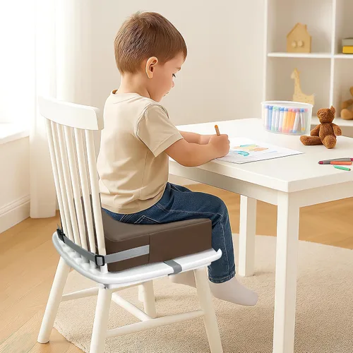 Miniatura 7 de Eiury Asiento Elevador para Niños Pequeños para Mesa de Comedor/Silla de Cocina, Cojín de PU Impermeable Antiarañazos, Base Antideslizante, Correas