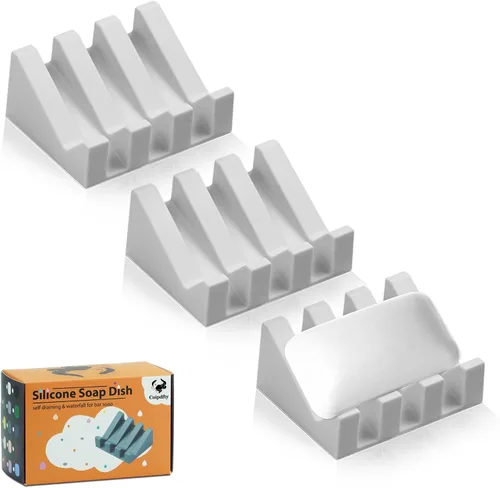 Miniatura 50 de Jabonera Autodrenante con Soporte, Jabonera de Silicona, para Baño, Cocina, Esponjas, Puede Extender la Vida del Jabón, Mantiene las Barras de Jabón