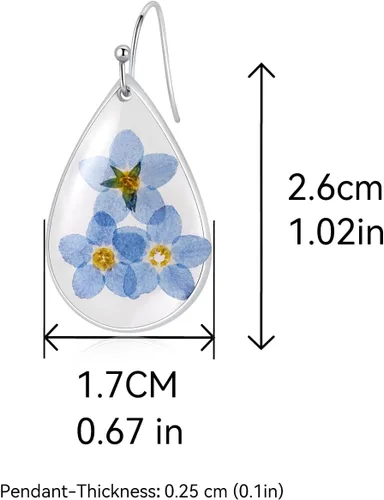 Miniatura 19 de Pressed Flower Earrings,Handmade Forget-Me-Not and Queen Anne's Lace Wildflower Earrings,Unique Resin Dried Flower,Perfect for Parties