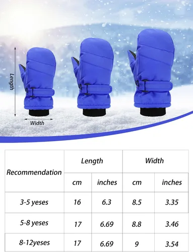 Miniatura 3 de SATINIOR 2 pares de guantes de nieve para niños, impermeables, guantes de esquí de invierno cálidos y gruesos para niñas y niños