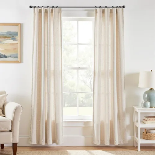 Miniatura 39 de JINCHAN Cortinas de lino de 108 pulgadas de largo, juego de 2 paneles, cortinas de ventana para sala de estar y dormitorio, cortinas