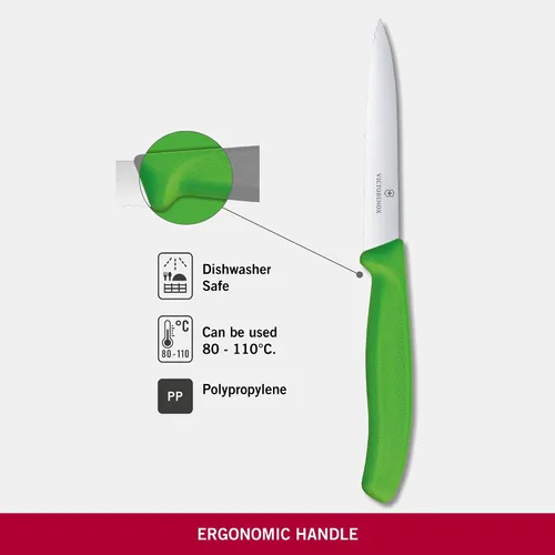 Miniatura 3 de Victorinox 6.7736.L4 Cuchillo de pelar clásico suizo para cortar y preparar frutas y verduras Hoja dentada en verde 3.9 pulgadas