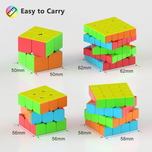 Miniatura 4 de Vdealen - Juego de cubos de velocidad, 2 x 2, 3 x 3, 4 x 4, 5 x 5 pulgadas, paquete de cubos de velocidad sin calcomanías, paquete de cubos mágicos
