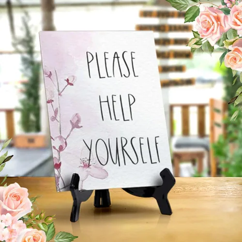 Miniatura 7 de Letrero de mesa con caballete, diseño floral de vid (6 x 8 pulgadas)