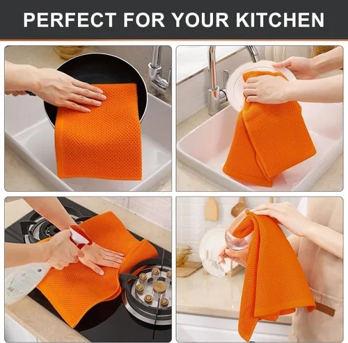 Miniatura 416 de Kitinjoy - Paños de cocina de 100 % algodón, tela de tejido gofrado, paño de limpieza ultrasuave, absorbente y de secado rápido. Beige