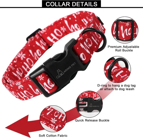 Miniatura 3 de Aring Pet Collar navideño para perro, lindo, ajustable, de algodón, para cachorros, perros pequeños, medianos y grandes, con copos de nieve, rojo Z