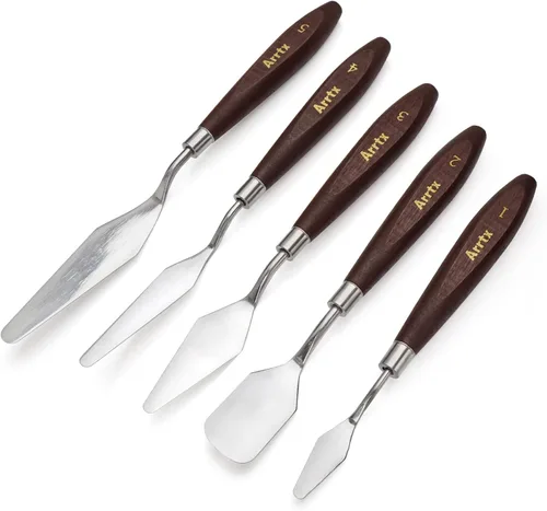 Miniatura 9 de Juego de 3 cuchillos de paleta de acero inoxidable espátula cuchillo de paleta para pintura al óleo, pintura acrílica, cuchillo de pintura Lightwish
