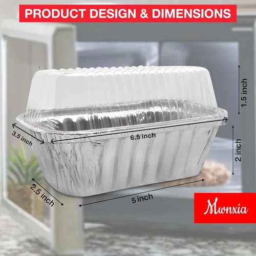 Miniatura 2 de Mini moldes desechables de aluminio con tapas y calcomanías "hechas a mano con amor", 6 x 3.5 x 2 pulgadas, paquete de 25 perfectas para hornear pan