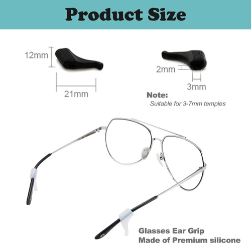 Miniatura 2 de 20 pares de agarraderas para las orejas, soporte antideslizante para lentes, agarres de silicona para gafas, agarres para orejas, retenedor de 20