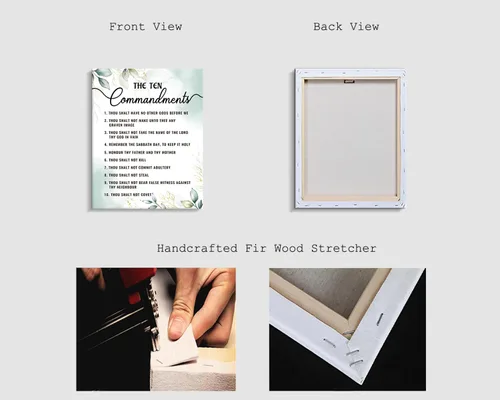 Miniatura 5 de Kas Home Diez mandamientos, decoración de pared, versículo bíblico, arte de pared, citas motivacionales positivas, arte de arte enmarcado, regalo