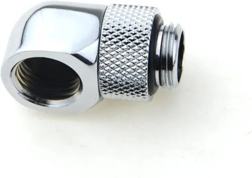 Miniatura 2 de Latón niquelado plata cromo G 1/4 "macho a hembra 90° giratorio mejora multi-enlace adaptador montaje para computadora sistema de refrigeración por