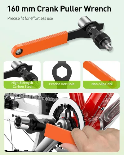 Miniatura 4 de Pawfly Kit de extractor de manivela de bicicleta, herramienta de extracción de manivela para cónica cuadrada, Shimano Octalink y brazos de manivela