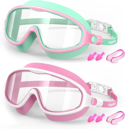 Miniatura 10 de VegoVia - Paquete de 2 gafas de natación para niños, gafas de natación antivaho con protección UV, de visión amplia, para niños de 3 a 15 años