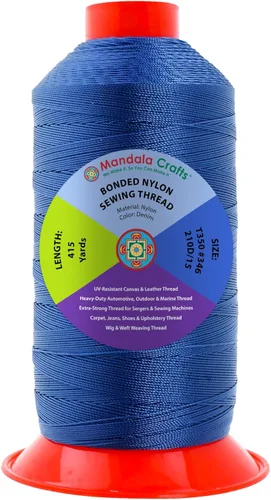 Miniatura 89 de Mandala Crafts - Hilo de nailon para coser cuero, tapicería, mezclilla y para trenzar el pelo; resistente, 1500 yardas, tamaño 69 T70 Marrón