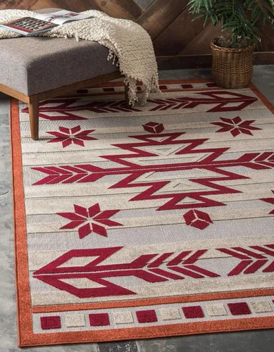 Miniatura 14 de Unique Loom Outdoor Modern Collection - Alfombra de área - Albuquerque (2' x 3' 1" Rectángulo Beige/Marrón)